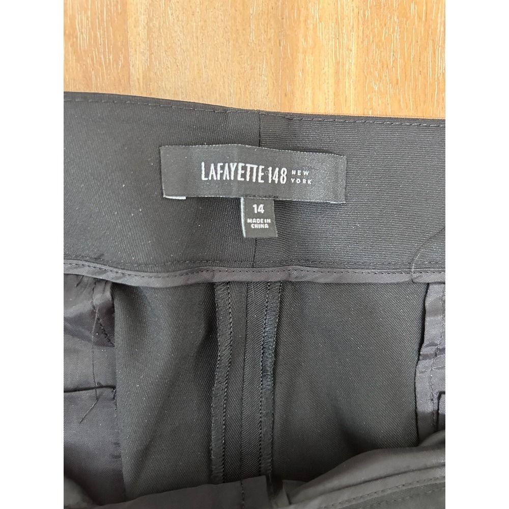 Lafayette 148 Black Virgin Wool Blend Straight Leg Dress Pants 14 Career Luxury - Picture 10 of 10